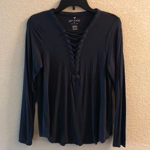 AMERICAN EAGLE Black Laced Long Sleeve